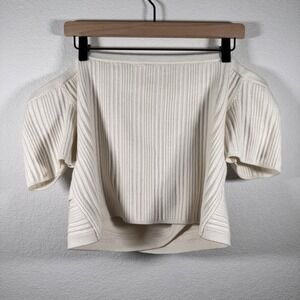 NWT!! Aerie Ribbed Knit Short Sleeve Sweater Top Womens Ivory |‎ Size XXL
